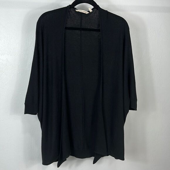 Soft Surroundings Black Open Front 3/4 Sleeve Cozy Cardigan Sweater Size S/M - Picture 1 of 8